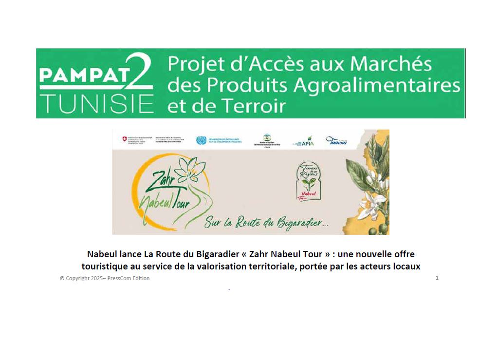 REVUE DE PRESSE Nabeul lance La Route du Bigaradier « Zahr Nabeul Tour » Avril 26